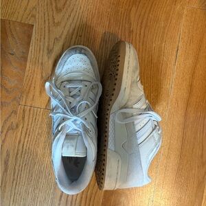adidas Forum White Low-Top Leather Sneakers with Suede Accents